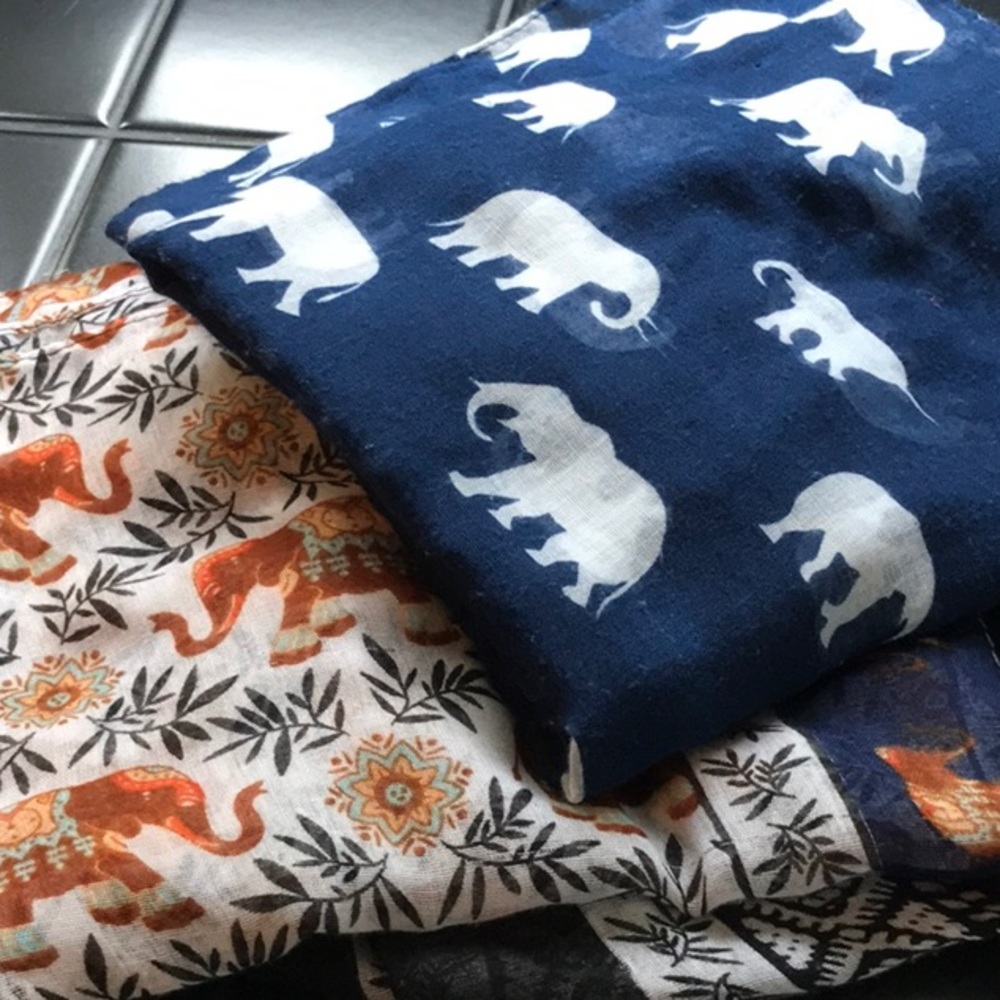 Two ELEPHANT SCARVES